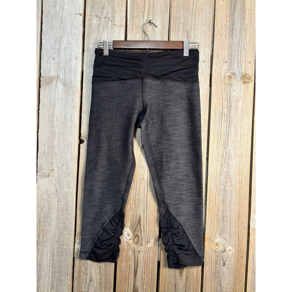 Lululemon Ruched Waist Space Dye Crop Leggings Grey Black Size 6